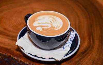 A cup of certified Blue Mountain Coffee at Café Blue, Eight Rivers