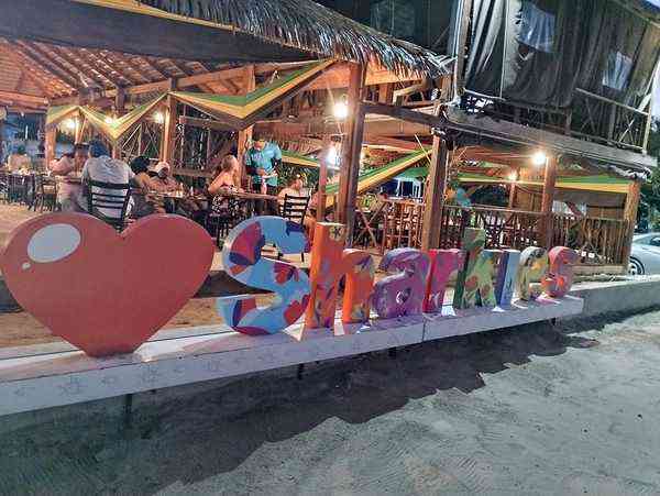 Sharkeis Seafood Restaurant Runaway Bay Jamaica - beachside dining at night