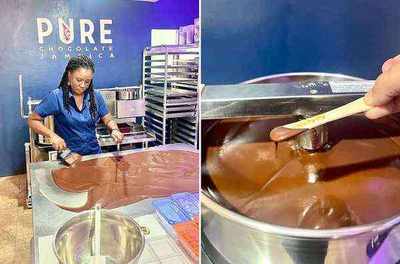 Handcrafted chocolate bars at Pure Chocolate Jamaica studio in Ocho Rios