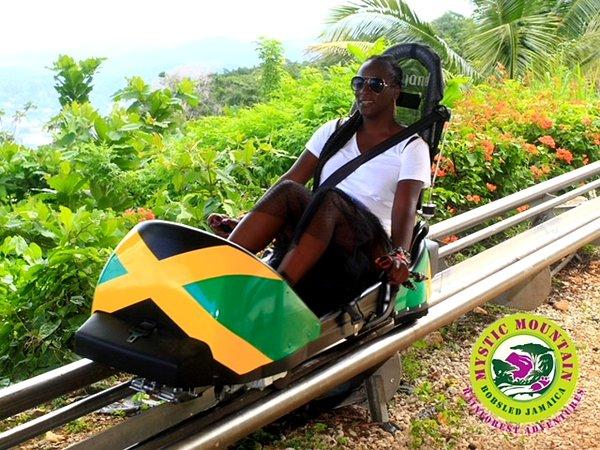 Mystic Mountain Ocho Rios Jamaica - Sky Explorer chairlift over rainforest with Caribbean views